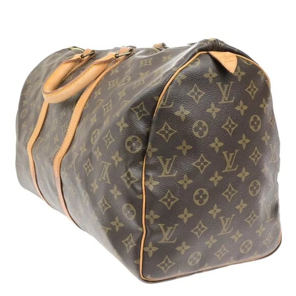 LOUIS VUITTON Keepall 50 Travel Hand Bag Monogram Leather Brown - Picture 4 of 15